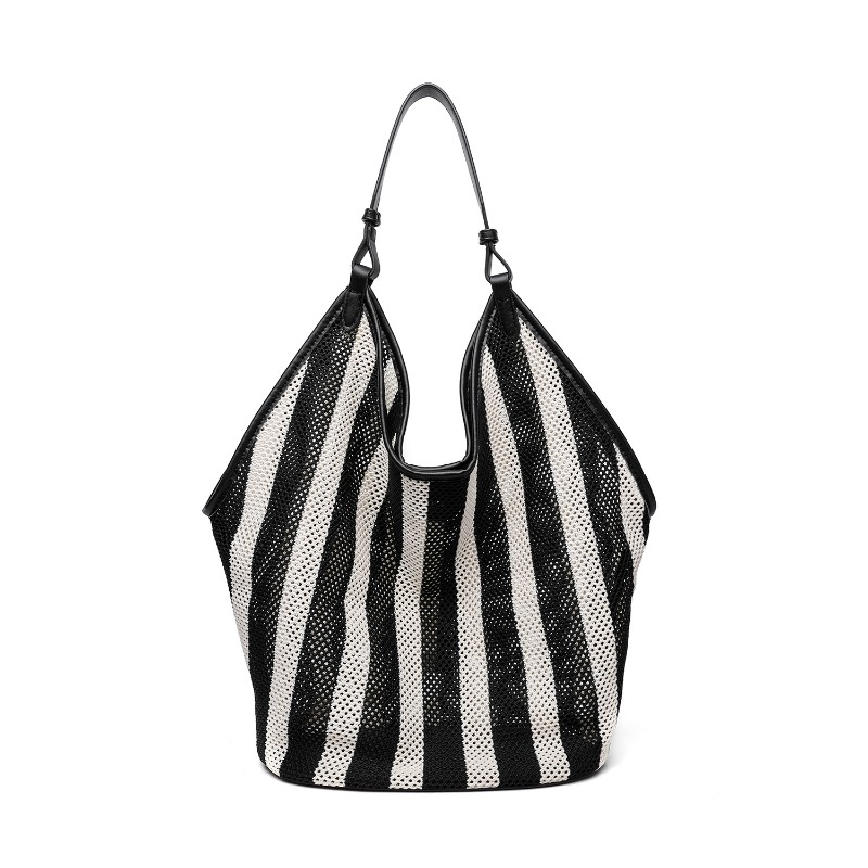 Shopper Tote Canvas - Полосатая тканая сумка-тоут большой вместимости для