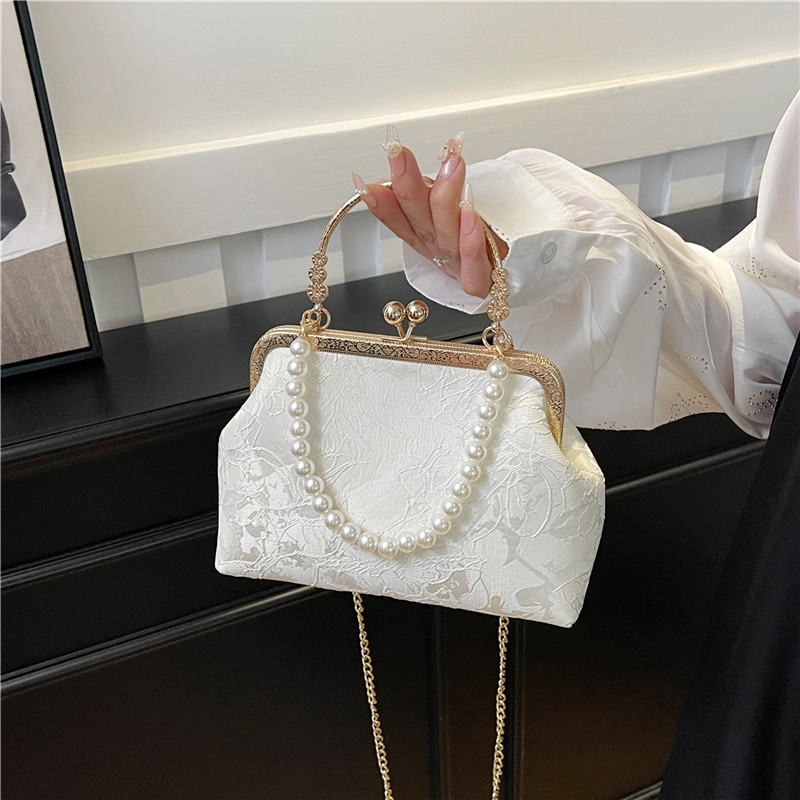 Evening Bag Beaded - Винтажная классическая кружевная сумка с жемчугом,