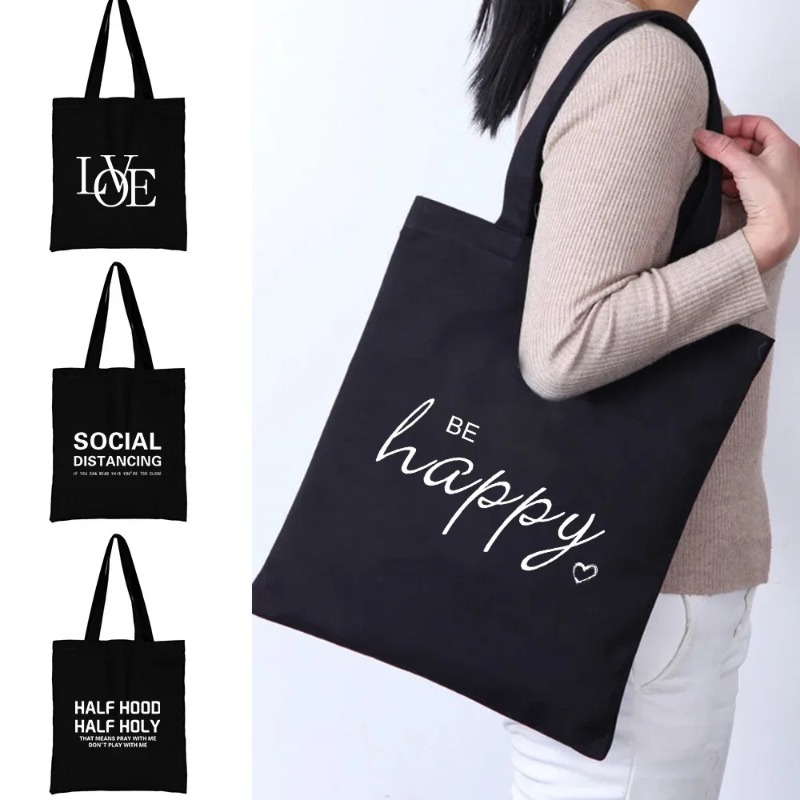 Shopper Tote Canvas - Kawaii мультфильм оранжевый кот с принтом