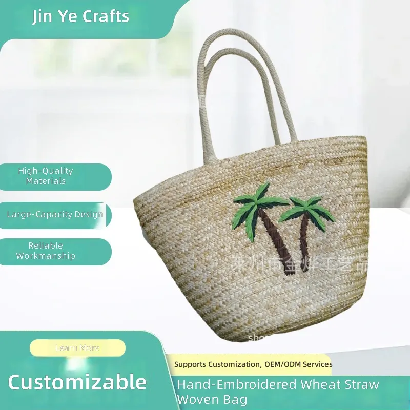 Women Bags Casual - Плетеная сумка-ведро из пшеничной соломы ручной