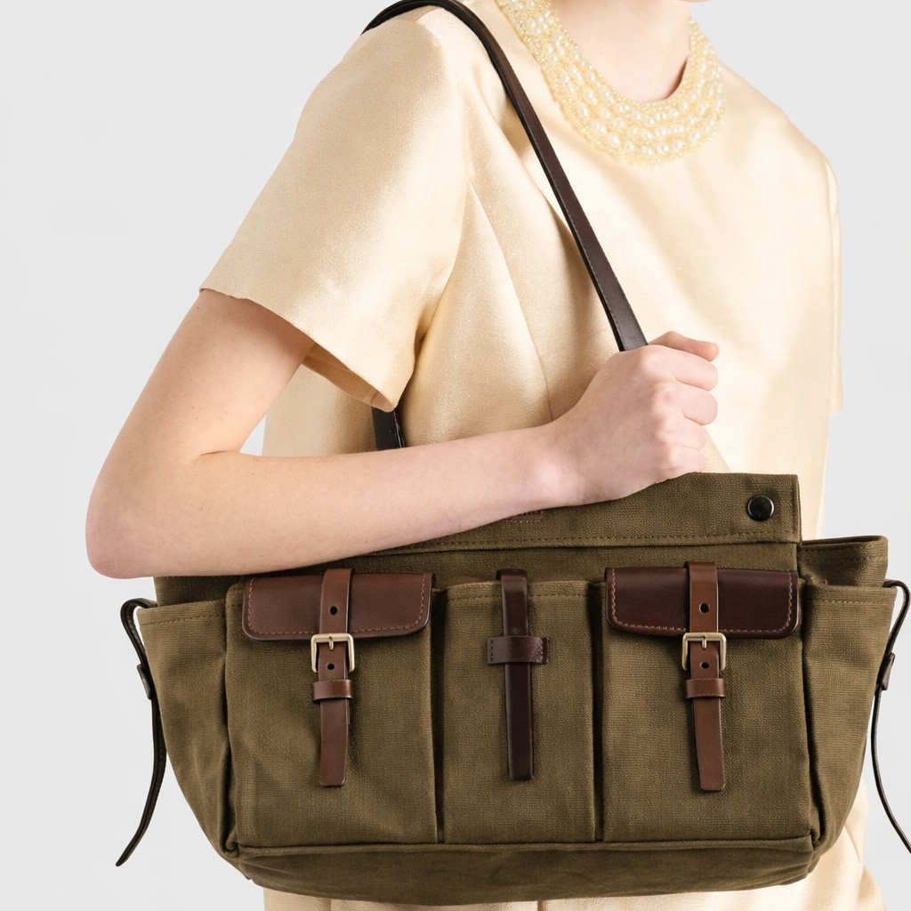 Women Bags Green - Холщовая сумка-тоут для женщин, большая вместительная