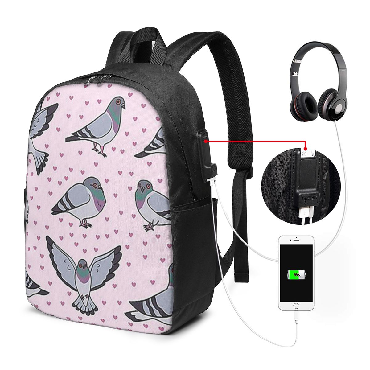 Women Bags Pack - Милый мультяшный рюкзак с изображением голубей,