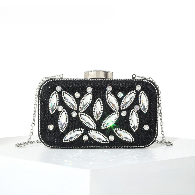 Evening Bag Beaded - Черная женская вечерняя сумка со стразами,