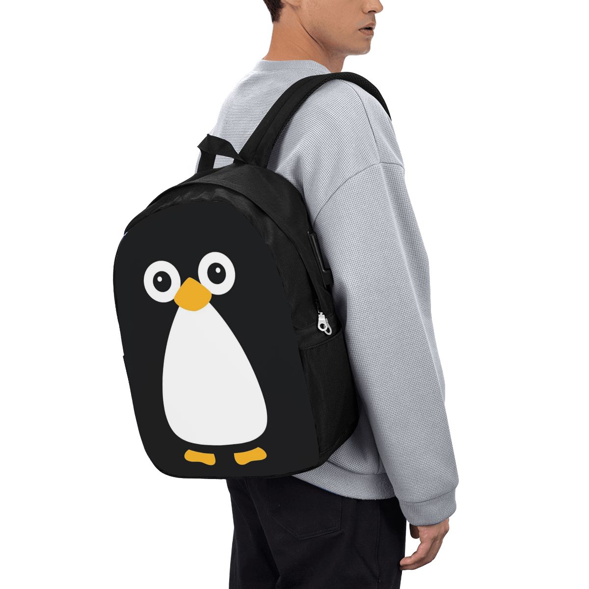 Women Bags For College - Симпатичный векторный рюкзак с изображением пингвина,
